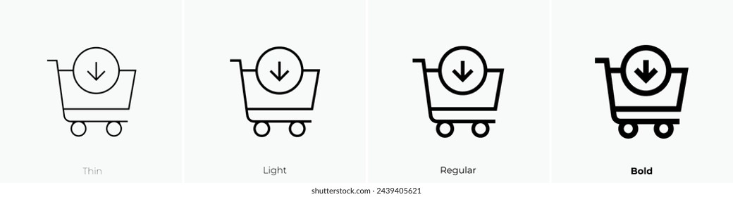 add to cart icon. Thin, Light Regular And Bold style design isolated on white background