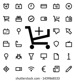 Add, cart icon. Universal set of web for website design and development, app development