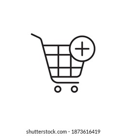 add to cart icon vector line style. shopping icon outline design. isolated on white background
