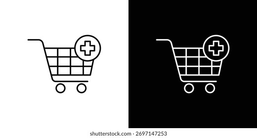Adicionar aos ícones do carrinho. ícones simples, traçado, preto