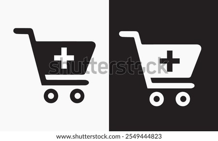 Add to cart icon,Simple vector icon add to cart design for website, app, UI, isolated on black and white background. Editable stroke. Vector illustration.