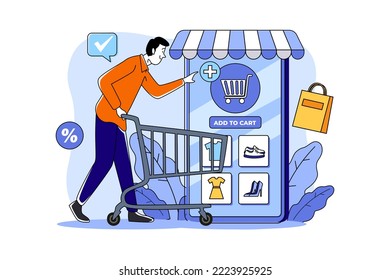 Add to Cart Illustration concept. Flat illustration isolated on white background