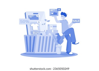 Add to Cart Illustration concept. A flat illustration isolated on white background
