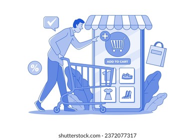 Add to Cart Illustration concept. A flat illustration isolated on white background