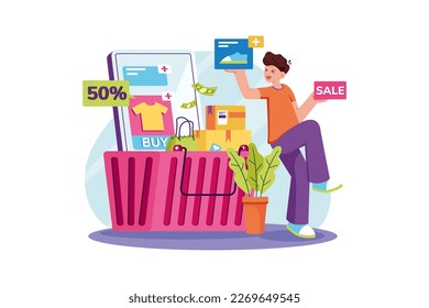 Add to Cart Illustration concept on white background
