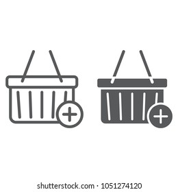 Add to cart line and glyph icon, e commerce and marketing, retail box sign vector graphics, a linear pattern on a white background, eps 10.