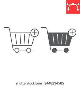 Add to cart line and glyph icon, e-commerce and shopping, purchase vector icon, vector graphics, editable stroke outline sign, eps 10.