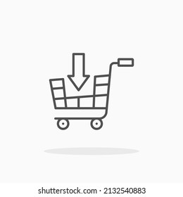 añadir al icono de línea de carro. Actrazo editable y píxel perfecto. Se puede usar para productos digitales, presentación, diseño de impresión y más.