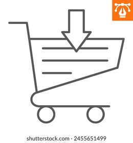 Add to cart line icon, outline style icon for web site or mobile app, e-commerce and shopping, purchase vector icon, simple vector illustration, vector graphics with editable strokes.