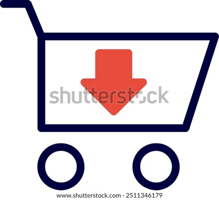 Add to Cart Line Red Filled Vector Icon Design