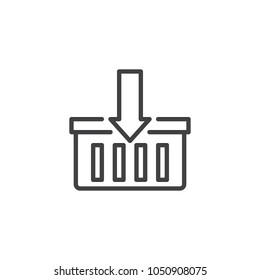 Add to cart outline icon. linear style sign for mobile concept and web design. Add to shopping basket simple line vector icon. Symbol, logo illustration. Pixel perfect vector graphics