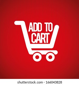 add to cart over red  background. vector illustration