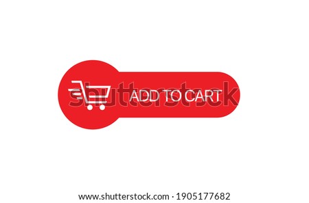 Add to Cart Red Color Button for web and apps solated. Shopping Cart icon. Hand clicking. Vector illustration