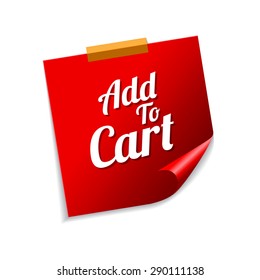 Add To Cart Red Sticky Notes Vector Icon Design