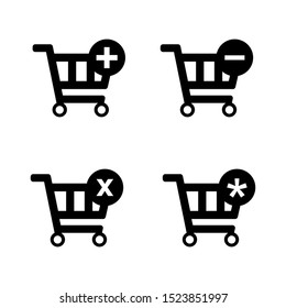 Add to Cart, Cart Remove and Notification - Shopping Trolley Vector Flat Icon Vector