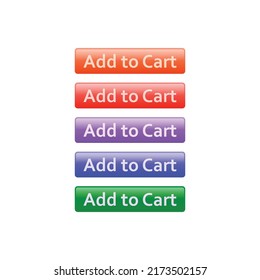 Add to cart set of colorful buttons. Online shop add to cart button. Vector illustration.