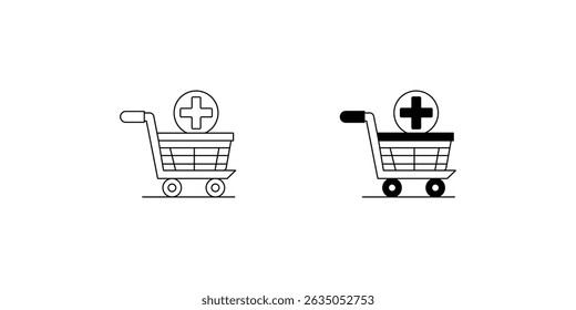 add to cart set icon with white background vector stock illustration