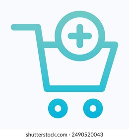 Añadir Al Carrito, Vector De Carrito de compras, Icono De Vector De Degradado Lineal Aislado.