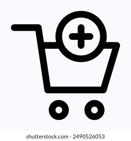 Add To Cart, Shopping Cart Vector Icon, Isolated Lineal Vector Icon.