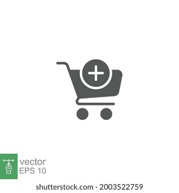 Add cart solid icon. Supermarket trolley symbol for E-Commerce. Shopping Cart. Retail market sale item. Trolley Cart Vector Vector illustration design on white background. EPS 10