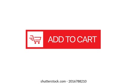 Añadir al vector de icono de botón rojo de forma cuadrada de carrito. Carro de compras en el icono de fondo cuadrado blanco. Diseño plano