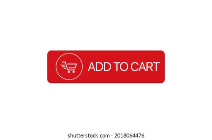 Add to cart square shape red button icon vector. Shopping cart on red circle background icon. Flat design