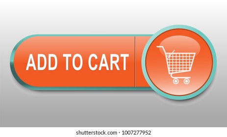 Add to cart vector button with shopping cart icon . Isolated orange buttons for website or mobile application , illustration ,eps10 