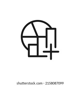 Add chart diagram statistics icon line style isolated on white background. Vector illustration