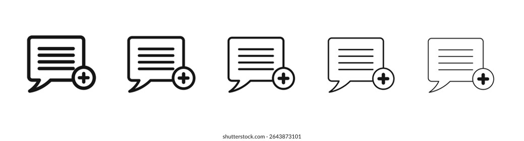 Add chat icon black and white vector sign