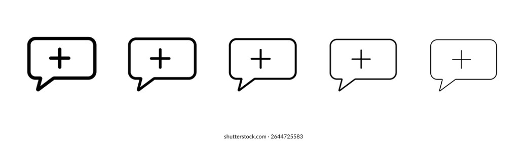 Añadir icono de chat conjunto de ilustración plana logo