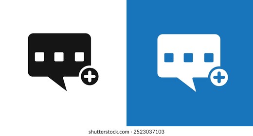 Add chat icon Flat vector set outline