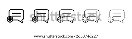 Add chat icon vector outline symbol or illustration