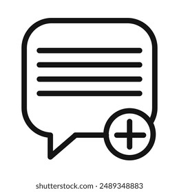 Add chat icon Vector symbol or sign set collection in black and white outline