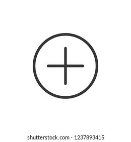 Add in circle sign icon. Outline icon on white background. Add in circle sign Silhouette. Web site, page and mobile app design vector element.