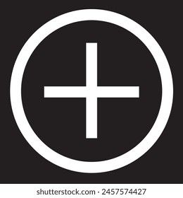 Add Circular Button icon white color eps