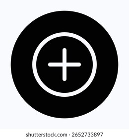 Adicionar Ícone Circular Para Interface Do Usuário, Ícone De Vetor Isolado.
