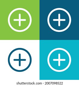 Add Circular Interface Button Flat four color minimal icon set