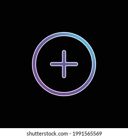 Add Circular Outlined Button blue gradient vector icon