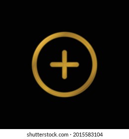 Add Circular Outlined Button gold plated metalic icon or logo vector