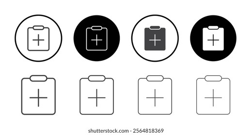 Add clipboard icon Thin outline art symbol