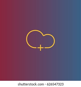 Add to cloud icon. Plus sign with cloud vector