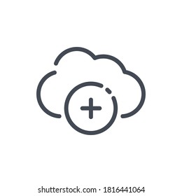 Add to Cloud service line icon. Plus with Cloud vector outline sign.