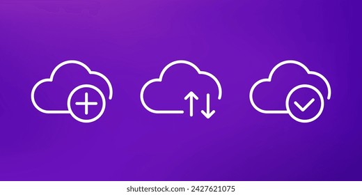 add to cloud, upload line icons for web and apps