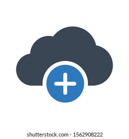 add cloud vector glyph colour  icon 