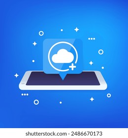 add to cloud vector icon with a phone
