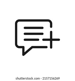 Add comment, message, chat icon line style isolated on white background. Vector illustration