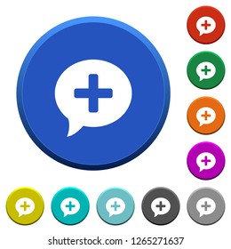 Add comment round color beveled buttons with smooth surfaces and flat white icons