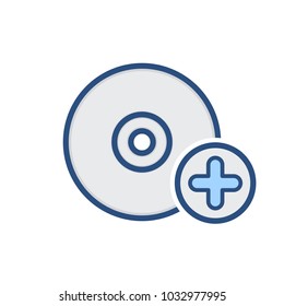 Add compact dc disk drive storage icon. Vector illustration
