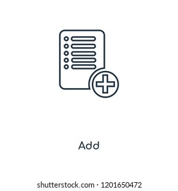 Add concept line icon. Linear Add concept outline symbol design. This simple element illustration can be used for web and mobile UI/UX.