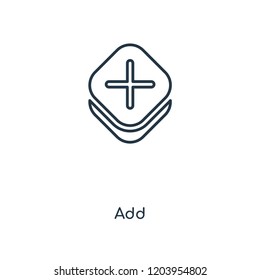Add concept line icon. Linear Add concept outline symbol design. This simple element illustration can be used for web and mobile UI/UX.